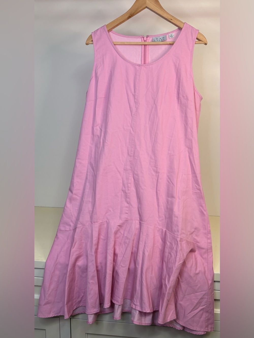 NWOT Joan Rivers Sleeveless Pink Ruffle-Hem Maxi Dress Sz Med